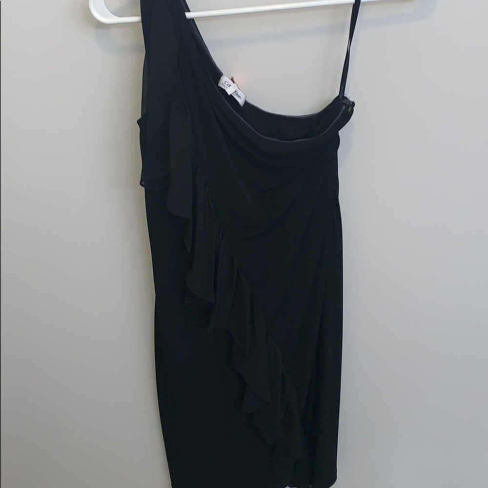Beautiful black one shoulder ruffle cocktail dress